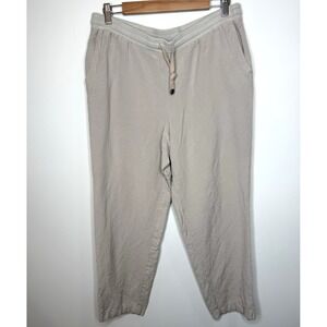 J.‎ Jill Pull On Pants Medium Tan Linen Blend Drawstring Ankle Elastic Waist M